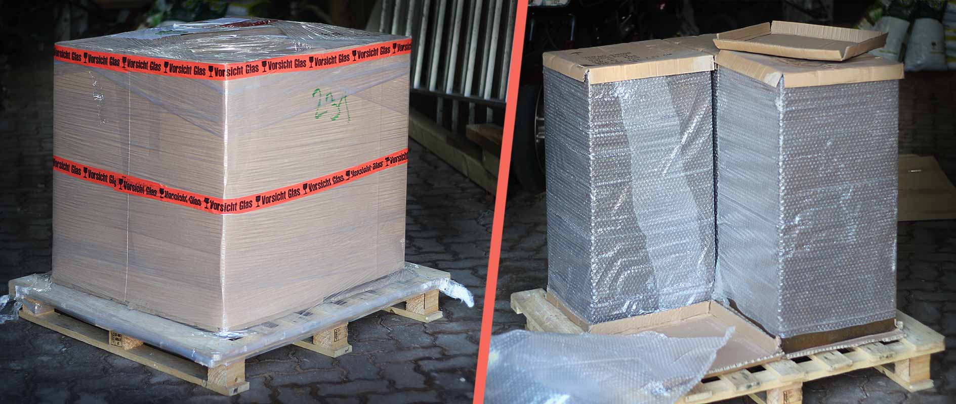 Ziemlich dick verpackt: Die Pflanzkübel von Pflanzwerk kamen heile an.